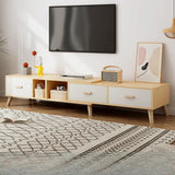 Scandinavian Oak Wooden Rectangle TV Stand with Storage Image - 8