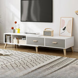 Scandinavian Oak Wooden Rectangle TV Stand with Storage Image - 9