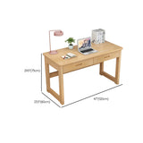 Scandinavian Pine Wood Drawers H-Shape Writing Desk Image - 17