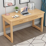 Scandinavian Pine Wood Drawers H-Shape Writing Desk Image - 3