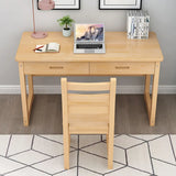 Scandinavian Pine Wood Drawers H-Shape Writing Desk Image - 4