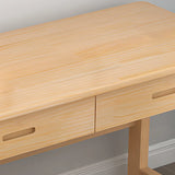 Scandinavian Pine Wood Drawers H-Shape Writing Desk Image - 6