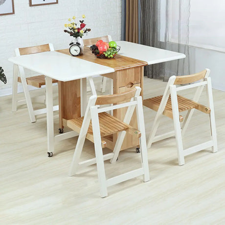 Scandinavian Rectangle Rubberwood Extendable Dining Table Image - 1