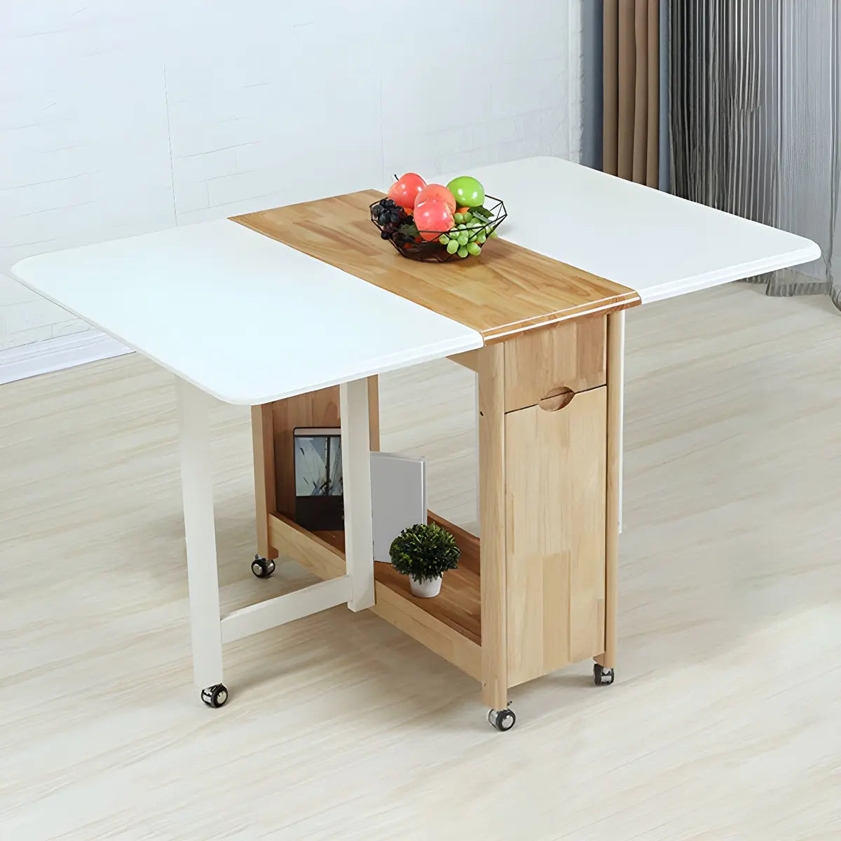 Scandinavian Rectangle Rubberwood Extendable Dining Table Image - 8