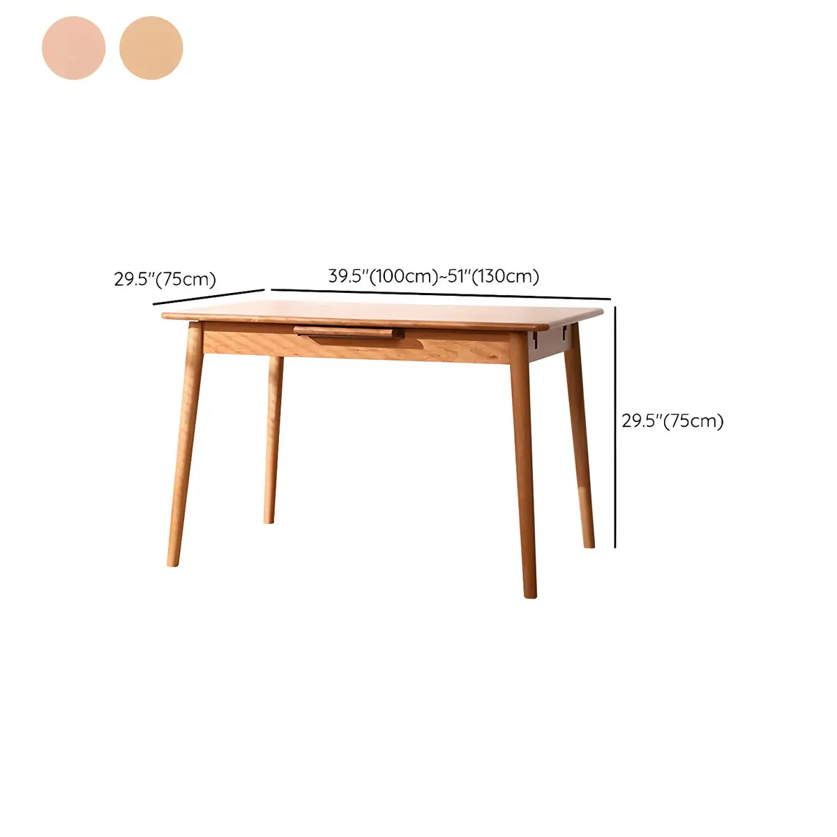 Scandinavian Rectangular Wood Expanded Dining Table Natural 