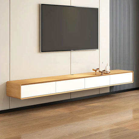 Scandinavian Rectangular Wood Wall-mounted TV Stand Image - 1