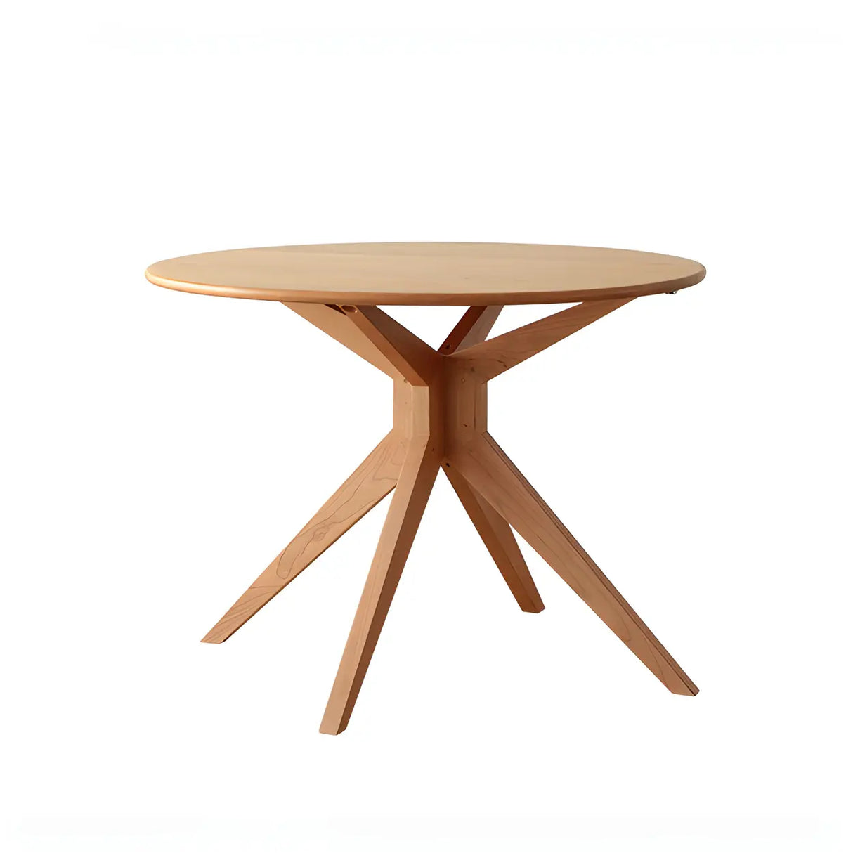 Scandinavian Round Natural Wood Drop Leaf Dining Table Image - 6