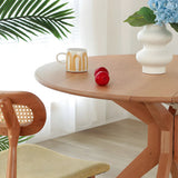 Scandinavian Round Natural Wood Drop Leaf Dining Table Image - 7