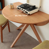 Scandinavian Round Natural Wood Drop Leaf Dining Table Image - 8