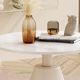 Scandinavian Round Sintered Stone Steel Base End Table Image - 10