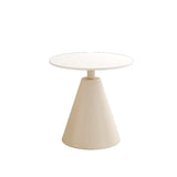 Scandinavian Round Sintered Stone Steel Base End Table Image - 2