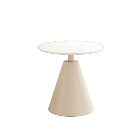 Scandinavian Round Sintered Stone Steel Base End Table Image - 2