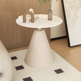 Scandinavian Round Sintered Stone Steel Base End Table Image - 6