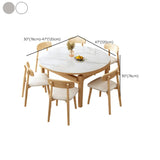 Scandinavian Round Stone Dining Table Self-Storing Leaf #size