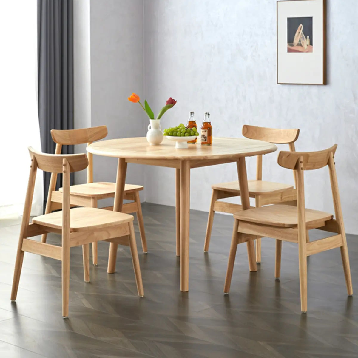 Scandinavian Rubber Wood Folding Dining Table Natural Image - 11