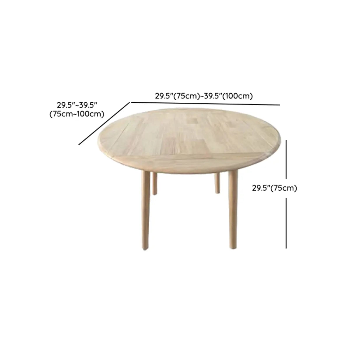 Scandinavian Rubber Wood Folding Dining Table Natural 