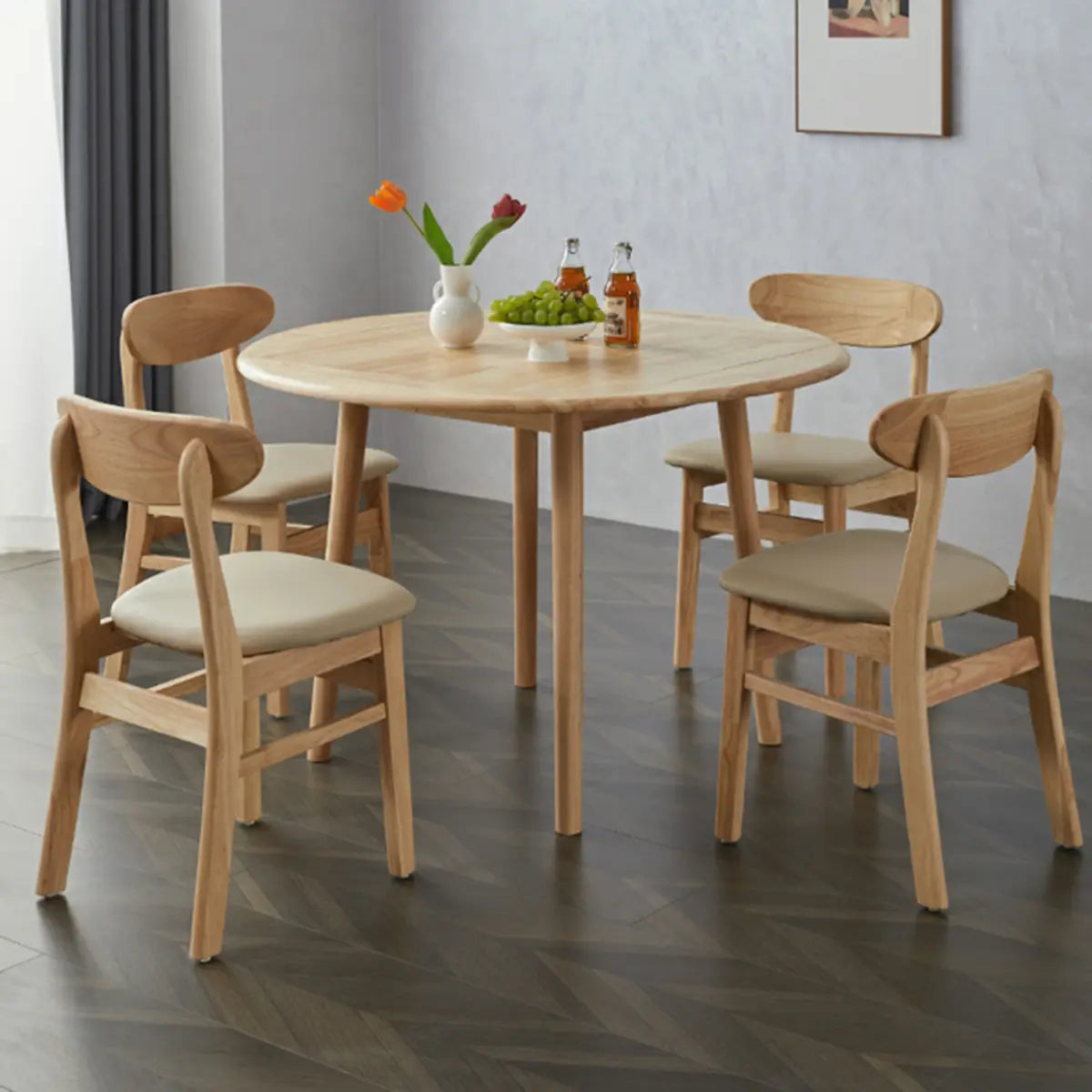 Scandinavian Rubber Wood Folding Dining Table Natural Image - 3