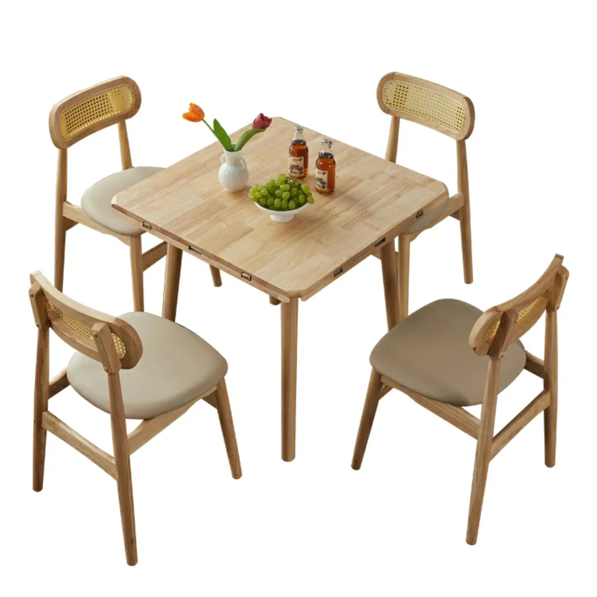 Scandinavian Rubber Wood Folding Dining Table Natural Image - 6