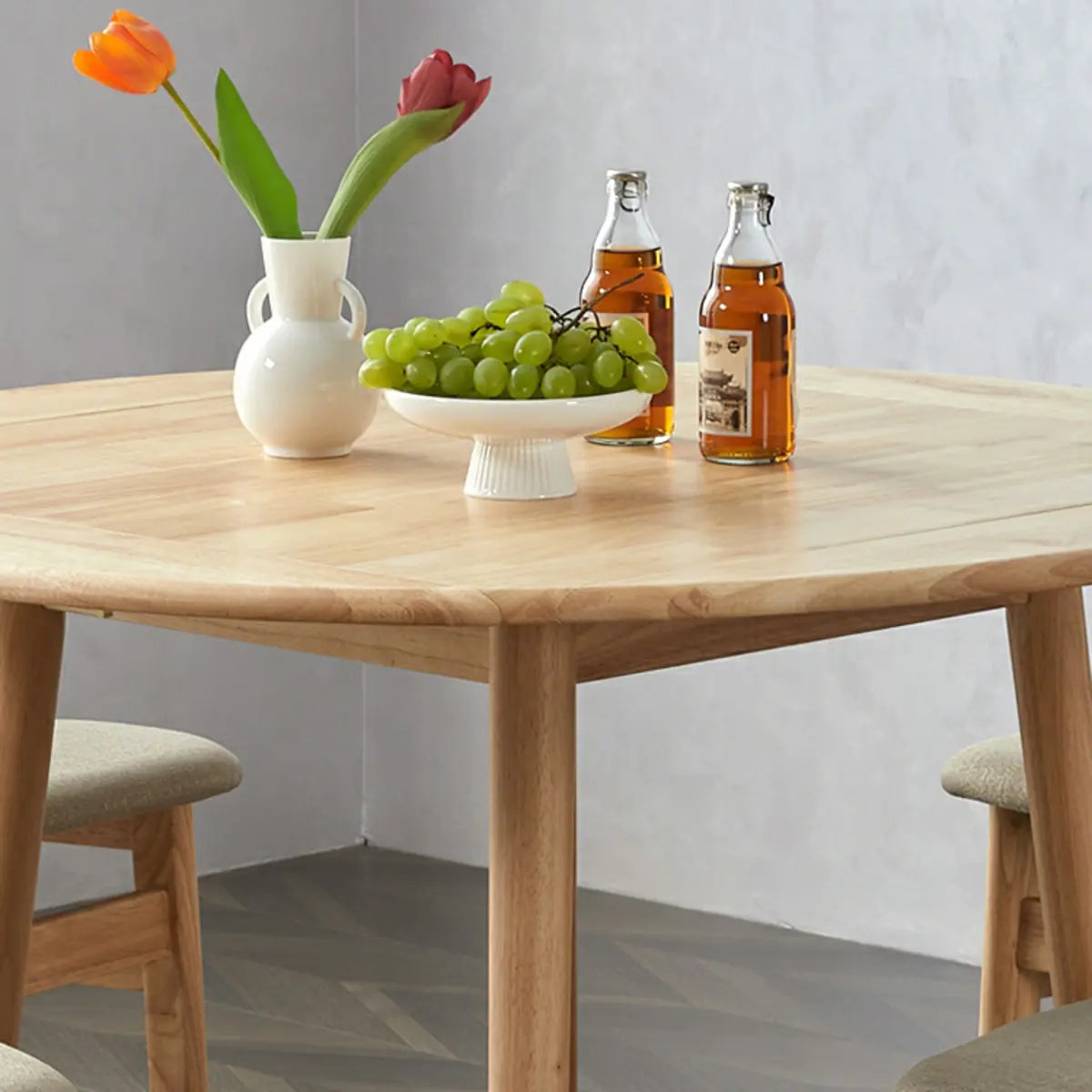 Scandinavian Rubber Wood Folding Dining Table Natural Image - 7