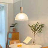 Scandinavian White Frosted Glass Bell Bedroom Pendant Light Image - 4