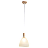 Scandinavian White Frosted Glass Bell Bedroom Pendant Light Image - 8