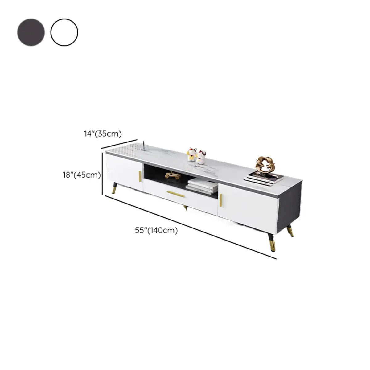 Scandinavian White Glass Cabinet Drawers TV Stand 