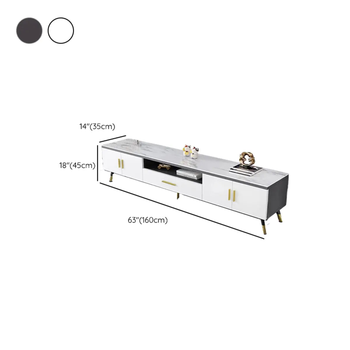 Scandinavian White Glass Cabinet Drawers TV Stand Image - 11