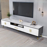 Scandinavian White Glass Cabinet Drawers TV Stand Image - 3