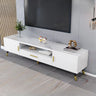 Scandinavian White Glass Cabinet Drawers TV Stand Image - 9