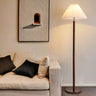 Scandinavian White Pleated Shade Wooden Floor Lamp Image - 3