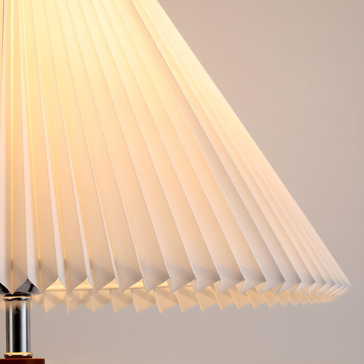 Scandinavian White Pleated Shade Wooden Floor Lamp Image - 9