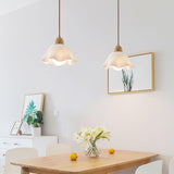 Scandinavian White Scalloped Dome Pendant Light Image - 6