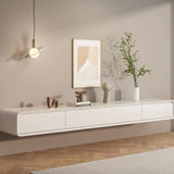 Scandinavian White Wood Drawers Rectangular TV Stand Image - 1