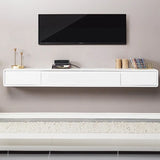 Scandinavian White Wood Drawers Rectangular TV Stand Image - 14