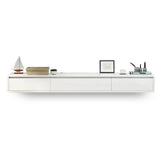 Scandinavian White Wood Drawers Rectangular TV Stand Image - 7