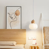 Scandinavian Wood and Resin White Cloud Pendant Light Image - 1