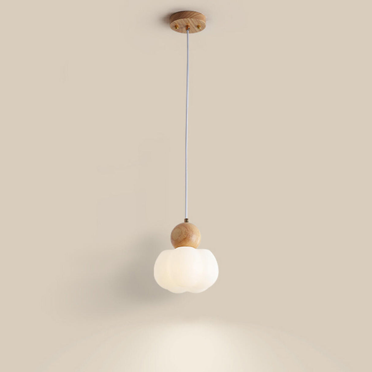 Scandinavian Wood and Resin White Cloud Pendant Light Image - 2