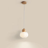 Scandinavian Wood and Resin White Cloud Pendant Light Image - 2