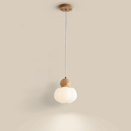 Scandinavian Wood and Resin White Cloud Pendant Light Image - 2