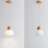 Scandinavian Wood and Resin White Cloud Pendant Light Image - 5