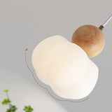 Scandinavian Wood and Resin White Cloud Pendant Light Image - 7