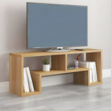 Scandinavian Wood Color Open Shelving TV Stand Image - 1