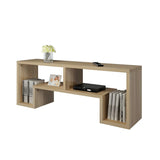 Scandinavian Wood Color Open Shelving TV Stand Image - 10