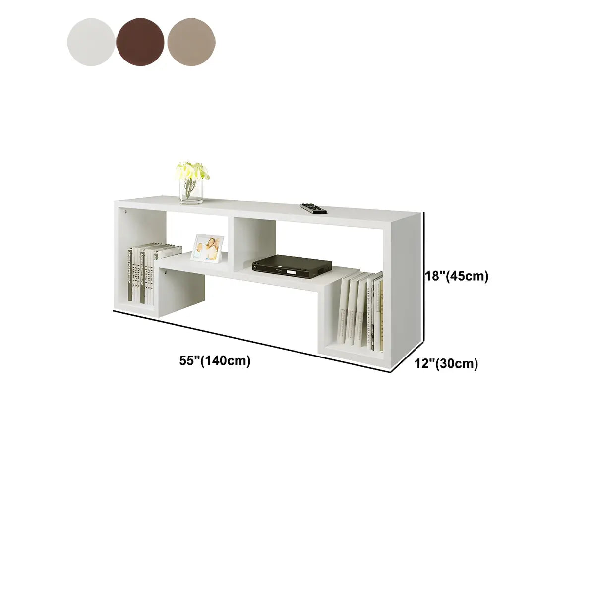 Scandinavian Wood Color Open Shelving TV Stand Image - 17