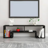 Scandinavian Wood Color Open Shelving TV Stand Image - 4