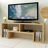 Scandinavian Wood Color Open Shelving TV Stand Image - 6