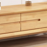 Scandinavian Wood Color Open Storage Drawers TV Stand Image - 10