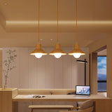 Scandinavian Wood Cone LED Kitchen Island Lights Image - 2