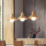 Scandinavian Wood Cone LED Kitchen Island Lights Image - 4