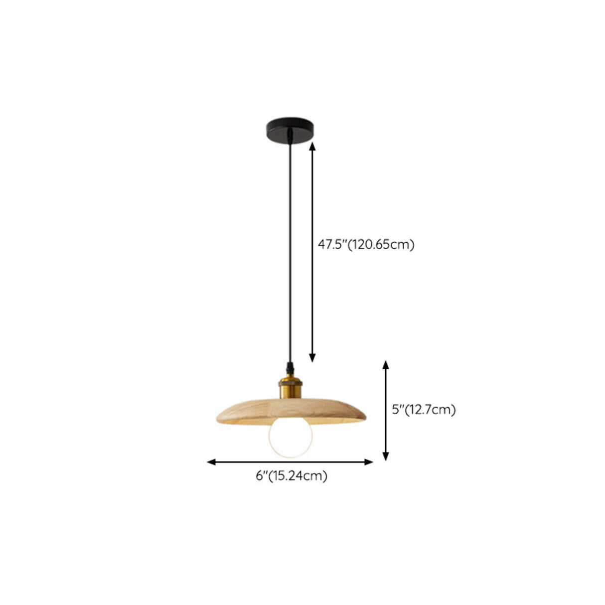 Scandinavian Wood Flat Disc Pendant Light Flexible Length 